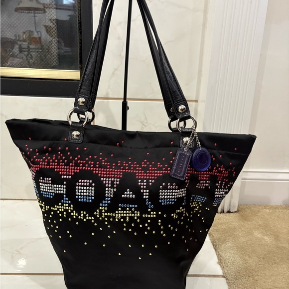 Coach | Bags | Coach Limited Edition Holiday Rhinestone Sateen Tote ...